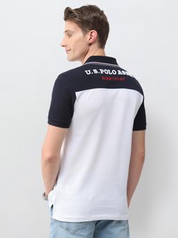 U.S. POLO ASSN. - Men White Cotton Half Sleeves Polo T-shirt