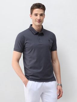 U.S. POLO ASSN. - Men Grey Cotton Half Sleeves Polo T-shirt