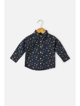 Allen Solly - Boys Navy Regular Fit Print Casual Shirt