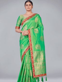 Odette - Green Silk Saree with Unstitched Blouse
