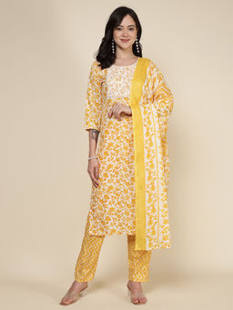 MEENA BAZAAR - Printed Cotton Blend Kurta with Pant & Dupatta