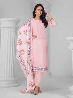 MEENA BAZAAR - Printed Cotton Blend Kurta with Pant & Dupatta
