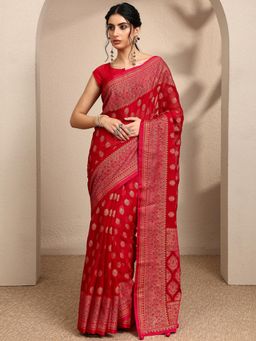Libas - Woven Pure Georgette Saree with Unstitched Blouse