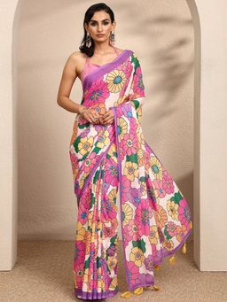 Libas - Printed Pure Georgette Saree with Unstitched Blouse