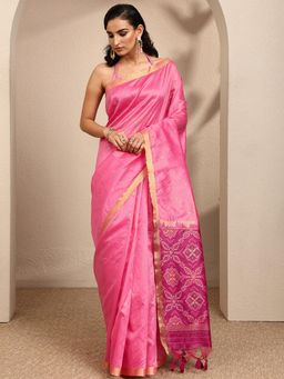 Libas - Woven Design Silk Blend Saree with Unstitched Blouse