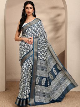 Libas - Printed Silk Blend Saree with Unstitched Blouse