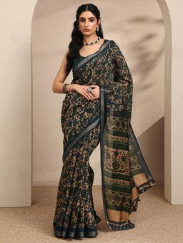 Libas - Printed Multi-Color Silk Blend Saree with Unstitched Blouse