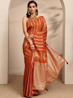 Libas - Woven Design Silk Blend Saree with Unstitched Blouse