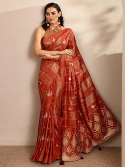 Libas - Woven Design Silk Blend Saree with Unstitched Blouse