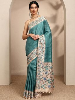 Libas - Woven Design Teak Silk Blend Saree with Unstitched Blouse