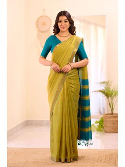 Anjaneya Sarees - Mustard Banarasi Silk Kanjivaram Woven Saree with Unstitched Blouse