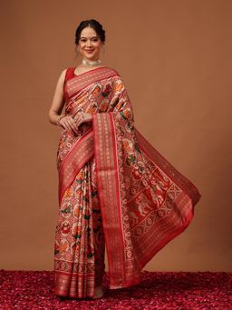 Silk Land - Soft Tusser Silk Saree with Unstitched Blouse