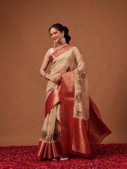 Silk Land - Kalamkari Georgette Saree with Unstitched Blouse