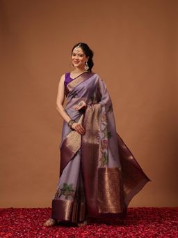 Silk Land - Kalamkari Georgette Saree with Unstitched Blouse