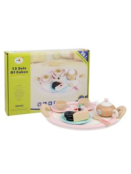 Junior Billionaire - Wooden 12-Piece Tea Party Cake Kitchen Accessories Play Set for Kids