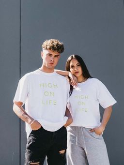 RIGO - Unisex White Cotton Drop Shoulder Round Neck Oversized T-Shirt