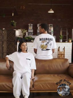 RIGO - Unisex Cream Cotton Drop Shoulder Round Neck Oversized T-Shirt