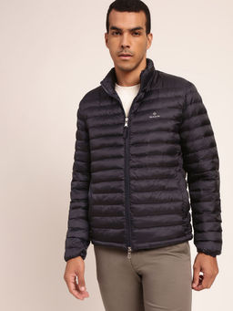 GANT - Men Navy Blue Striped Water Resistant Longline Puffer Jacket