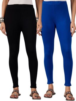 Buynewtrend - Cotton Royal Black Women Leggings (Pack of 2)