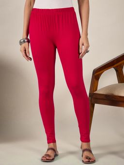 Buynewtrend - Cotton Pink Women Leggings