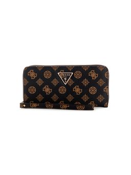 Guess - Black Printed Laurel Large Zip Around Wallet