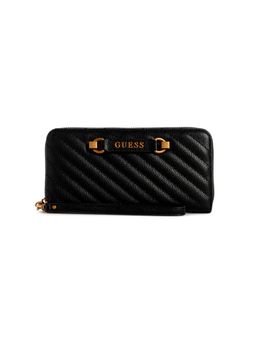 Guess - Black Quilted Sela Large Zip Around Wallet
