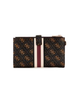 Guess - Brown Monogram Laurel Dbl Zip Organizer Wallet