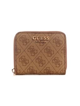 Guess - Brown Monogram Laurel Small Zip Around Wallet