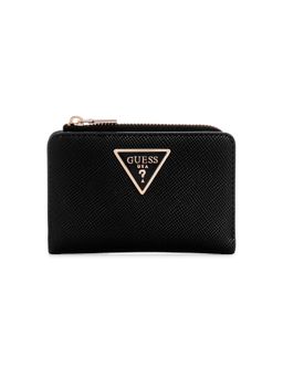 Guess - Black Textured Laurel Zip Around Card Case