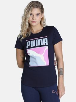 Puma - Box Graphic Logo Women Blue T-shirt