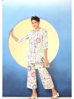 SADKE - Prism White Geometry Cotton Co-Ord Set