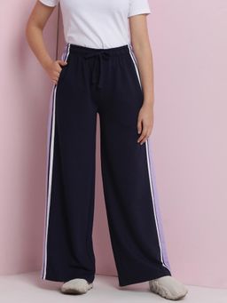 Lil Tomatoes - Navy Blue Girls Solid Cotton Looper Trackpant