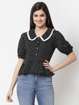 Style Quotient - Black Polka Dots Shirt