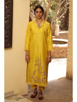 Kahani Lush - Yellow Printed Kurta with Pant (Set of 2)