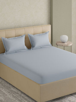 GM - Solid 300TC Light Blue Pure Cotton Bedsheet with 2 Pillow Covers (King)