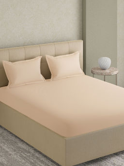 GM - Solid 300TC Latte Pure Cotton Bedsheet with 2 Pillow Covers (King)