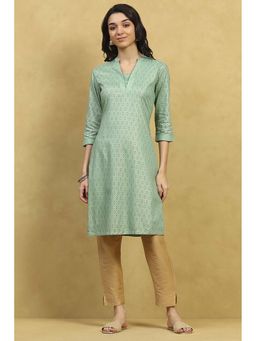 Rangriti - Green Viscose Rayon Printed Straight Kurta