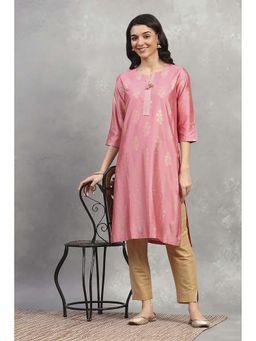 Rangriti - Pink Viscose Blend Printed Straight Kurta