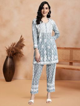 PARAMOUNT CHIKAN - Grey Lucknowi Co-Ord Set