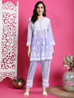 PARAMOUNT CHIKAN - Purple Lucknowi Co-Ord Set