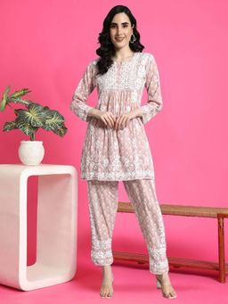 PARAMOUNT CHIKAN - Peach Lucknowi Co-Ord Set