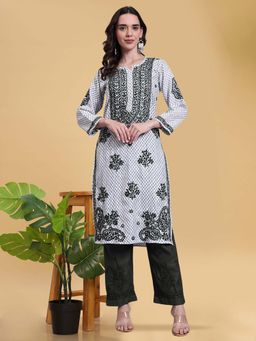 PARAMOUNT CHIKAN - Black Chikankari Cotton Kurta with Pant