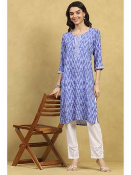 Rangriti - Blue Viscose Rayon Straight Kurta