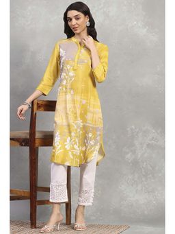 Rangriti - Yellow Viscose Rayon Printed Straight Kurta
