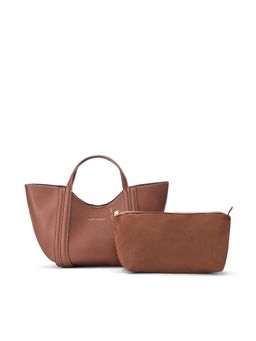 Lino Perros - Voyage Cassis Tan Satchel Bag and Pouch with Detachable Strap