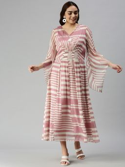 SHOWOFF - Women Printed Pink Fit and Flare Dress (Set of 2)