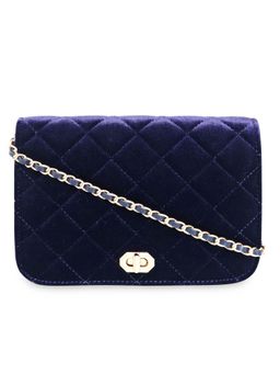 Accessorize London - WomensNavy Erin Quilted Velvet Sling Bag