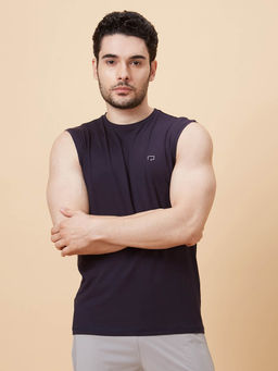 roar for good - Men Navy Blue Sleeveless Vest