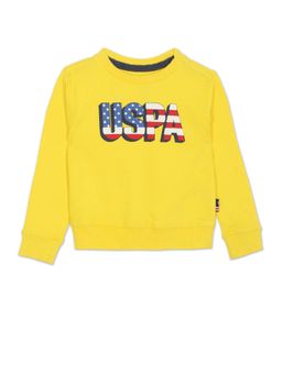 U.S. POLO ASSN. - Boys Yellow Crew Neck Brand Print Cotton Sweatshirt