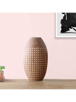 HomeTown - Zenith Polyresin Oval Tera Vase 46Cm In Brown